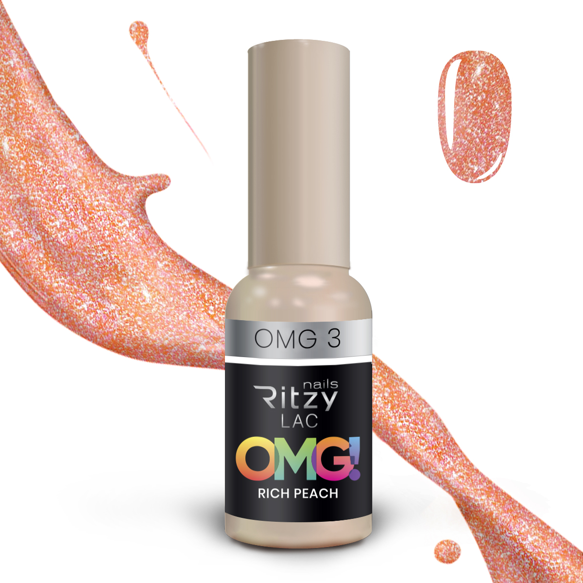 Ritzy Lac OMG3 Rich peach atstarojoša gēllaka 9 ml