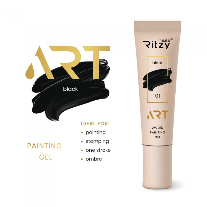 Ritzy ART 01 black gēla krāsa 5 ml