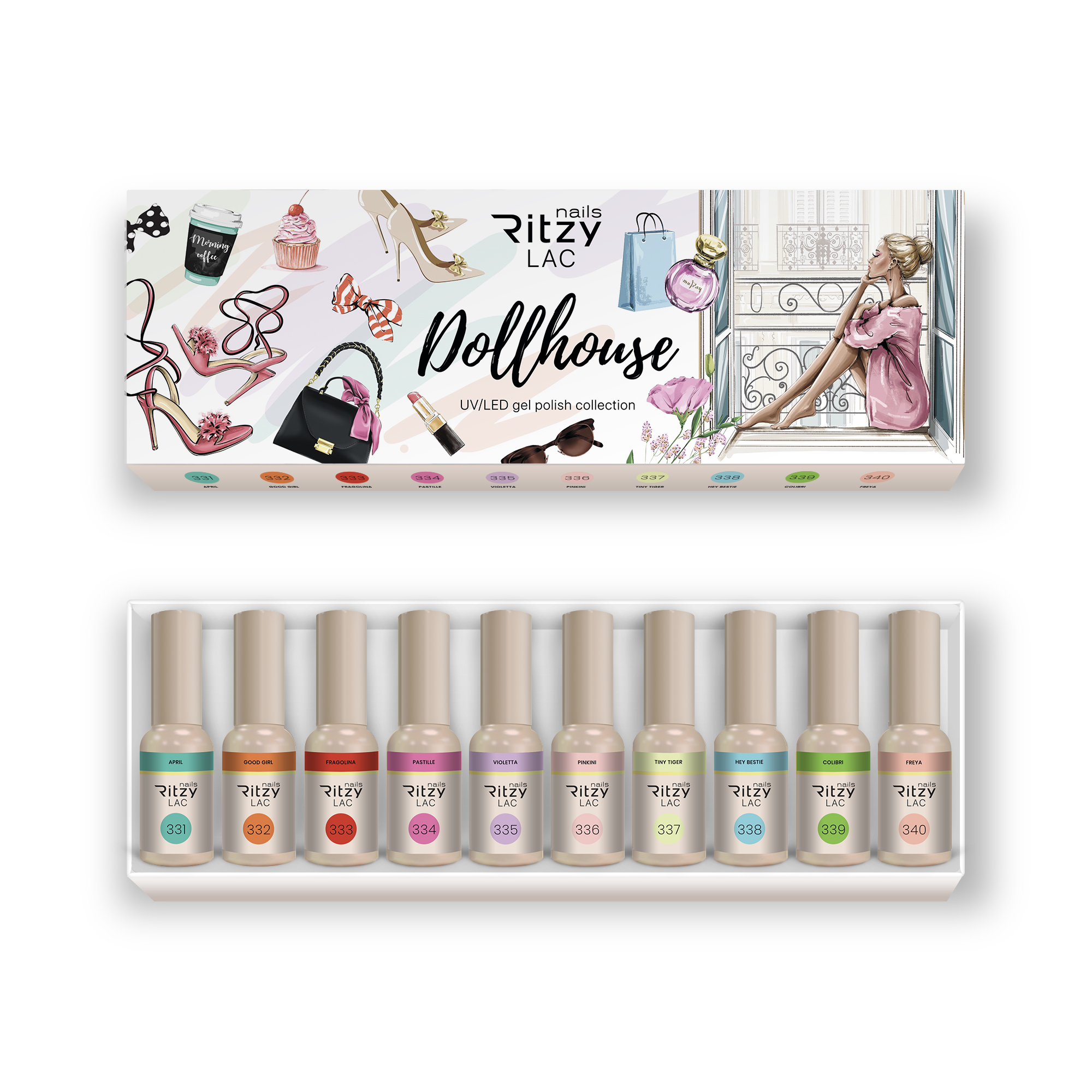 Ritzy Lac 331-340 collection Dollhouse gel polish