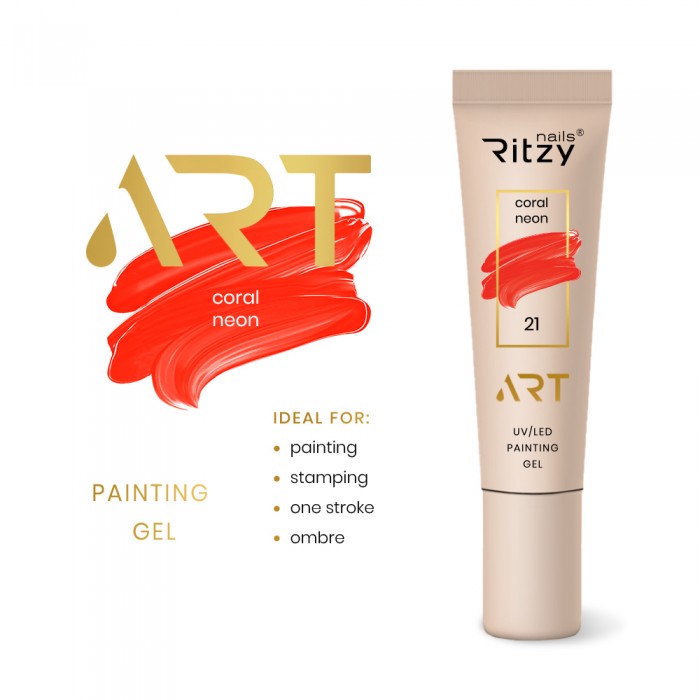 Ritzy ART 21 neon coral gel paint 5 ml