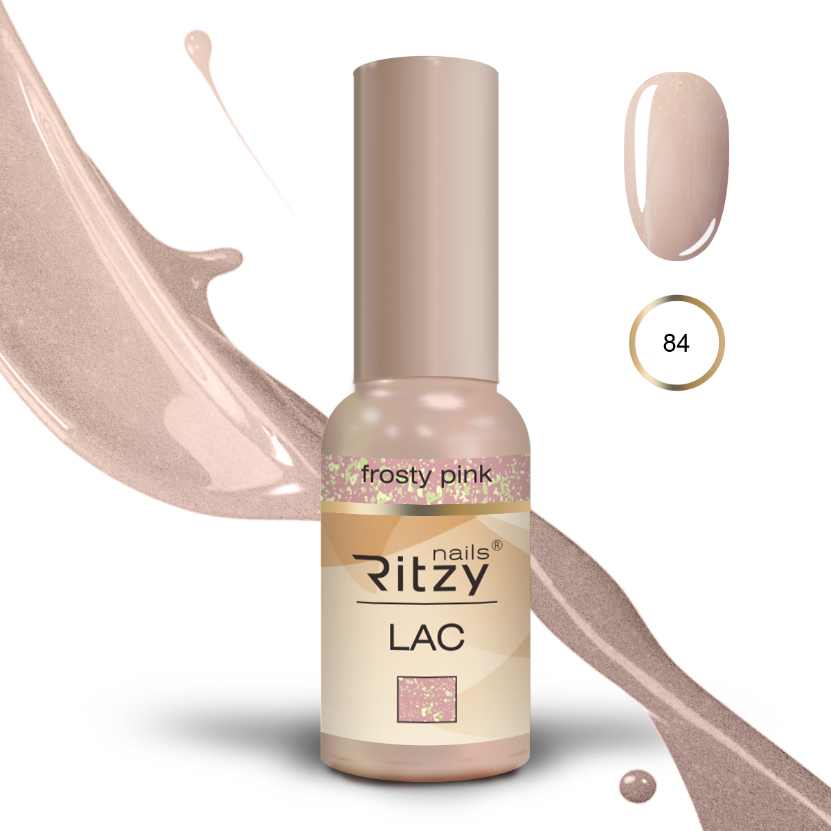 Ritzy Lac 84 Frosty Pink/гель лак 9мл