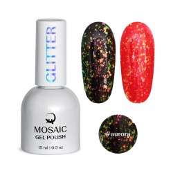 Mosaic Glitter top gel spark Aurora 15 ml