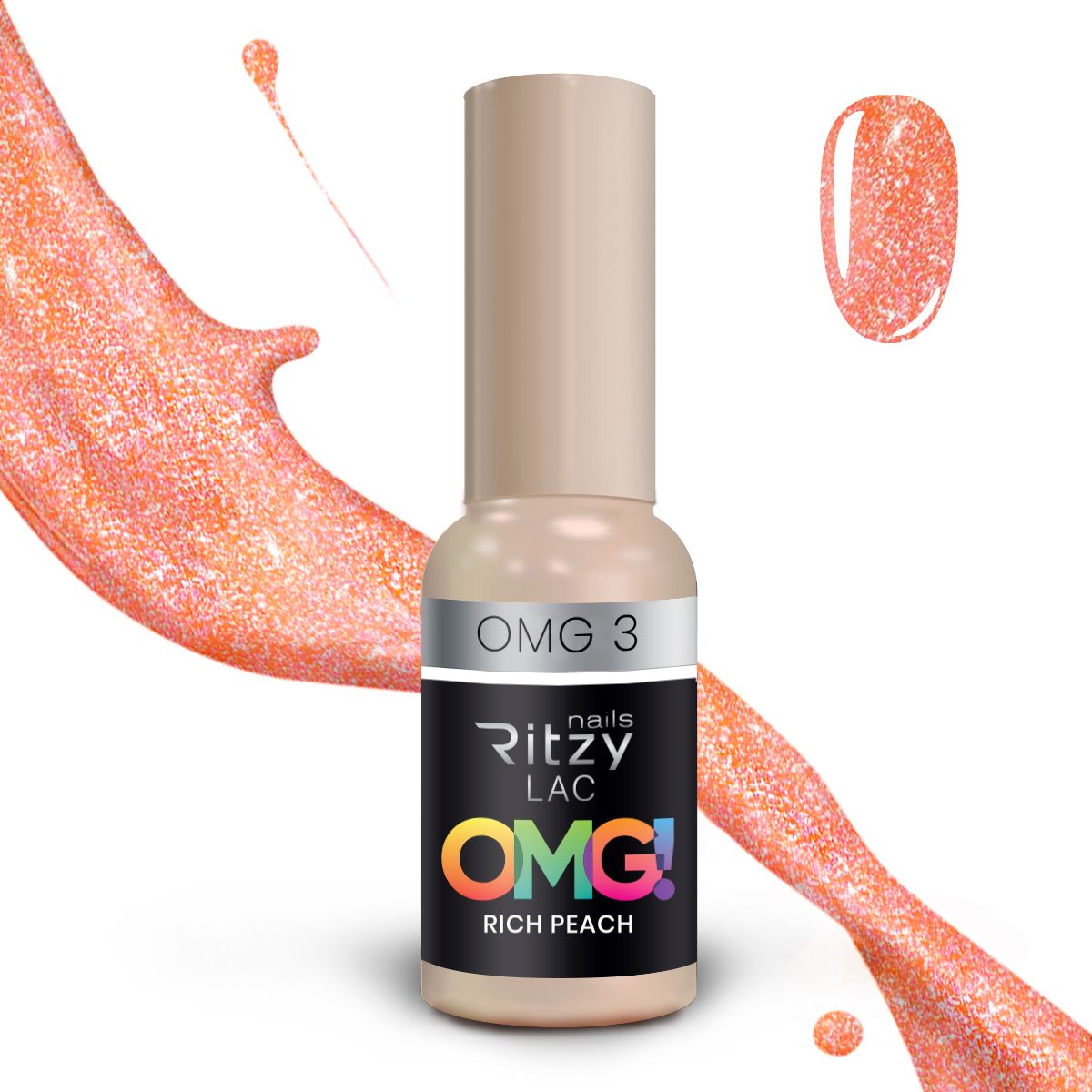 Ritzy Lac OMG 3 rich peach gel polish 9 ml