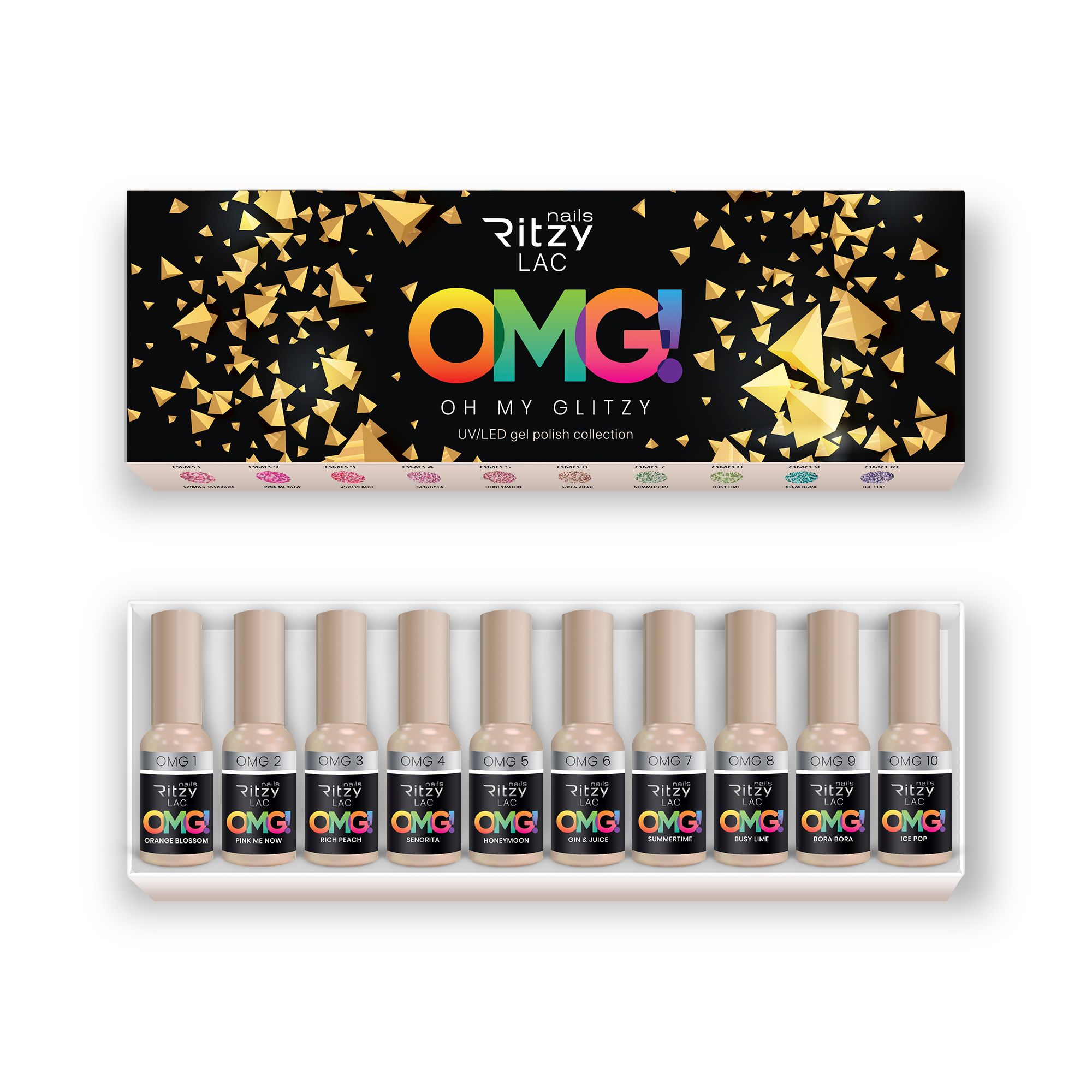 Ritzy lac reflective collection OMG gēla laku atstarojošā kolekcija OMG 1-OMG 10