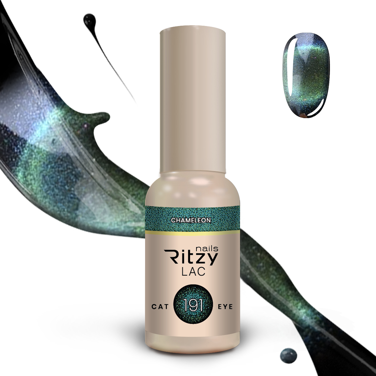 Ritzy Lac 191 Chameleon Cat Eye, «кошачий глаз» гель лак 9 мл