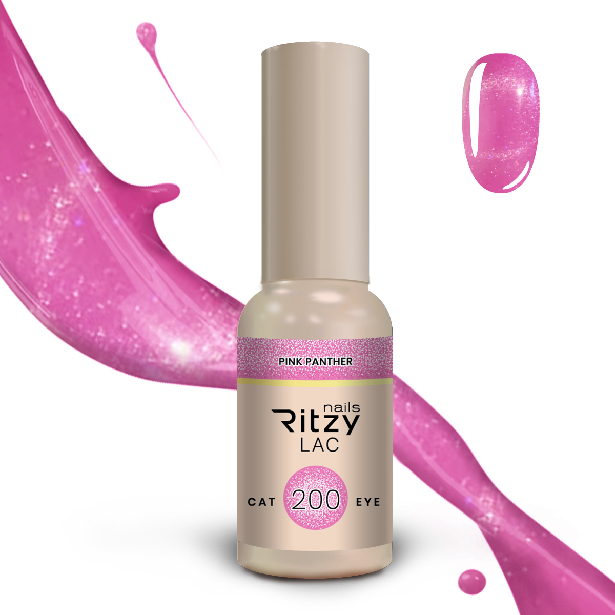 Ritzy Lac 200 Pink panther Cat Eye гель лак 9 мл