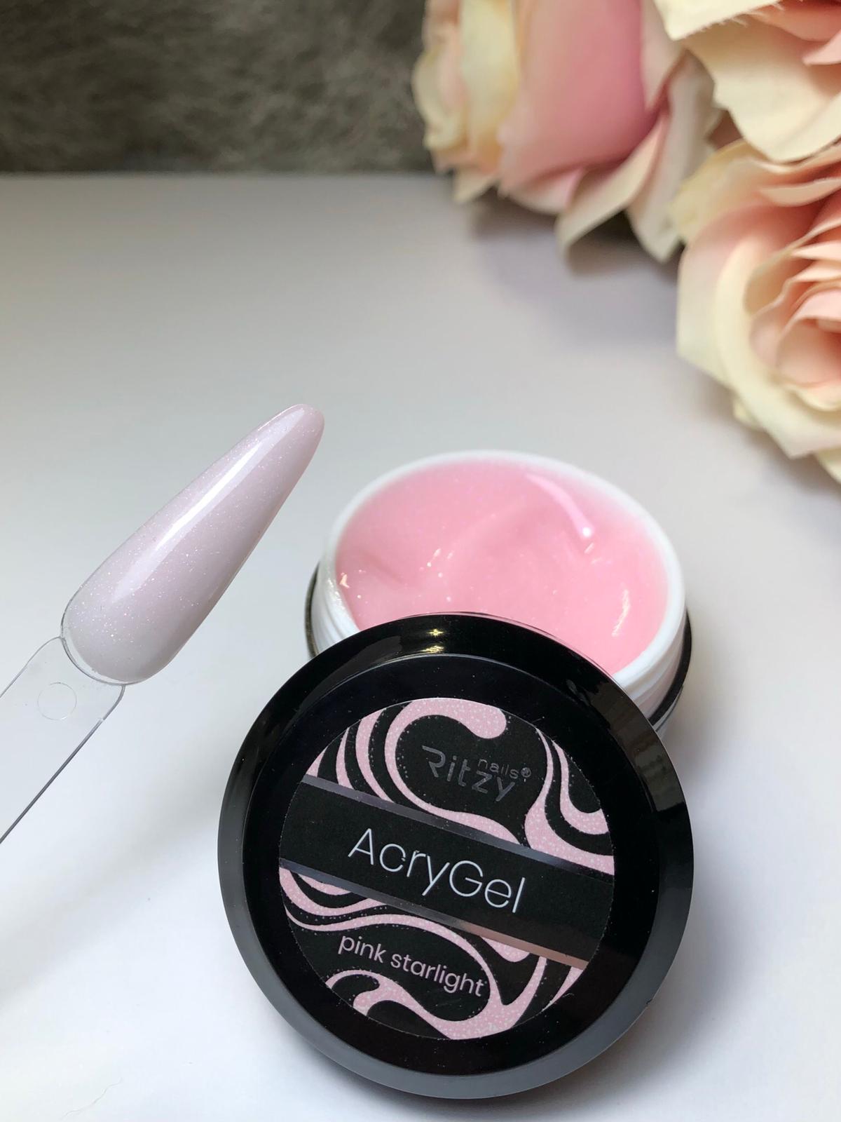 Ritzy Acrygel Pink starlight akrila gēls ar mirdzumu 15 ml