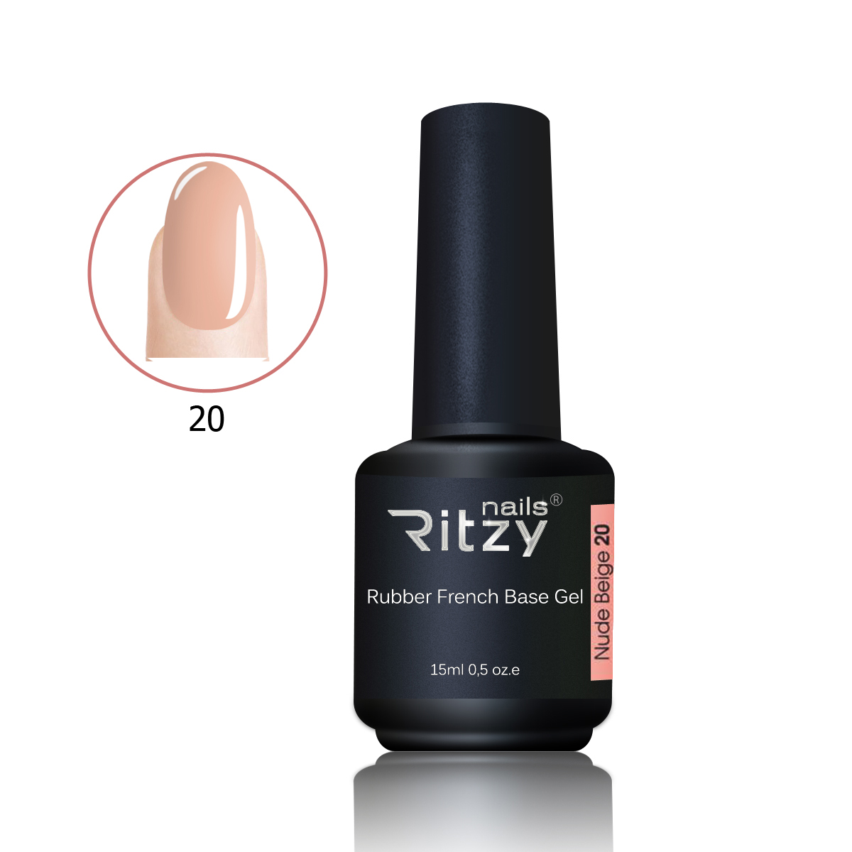 Ritzy Nude beige 20 kaučuka kamuflāžas bāze 15 ml