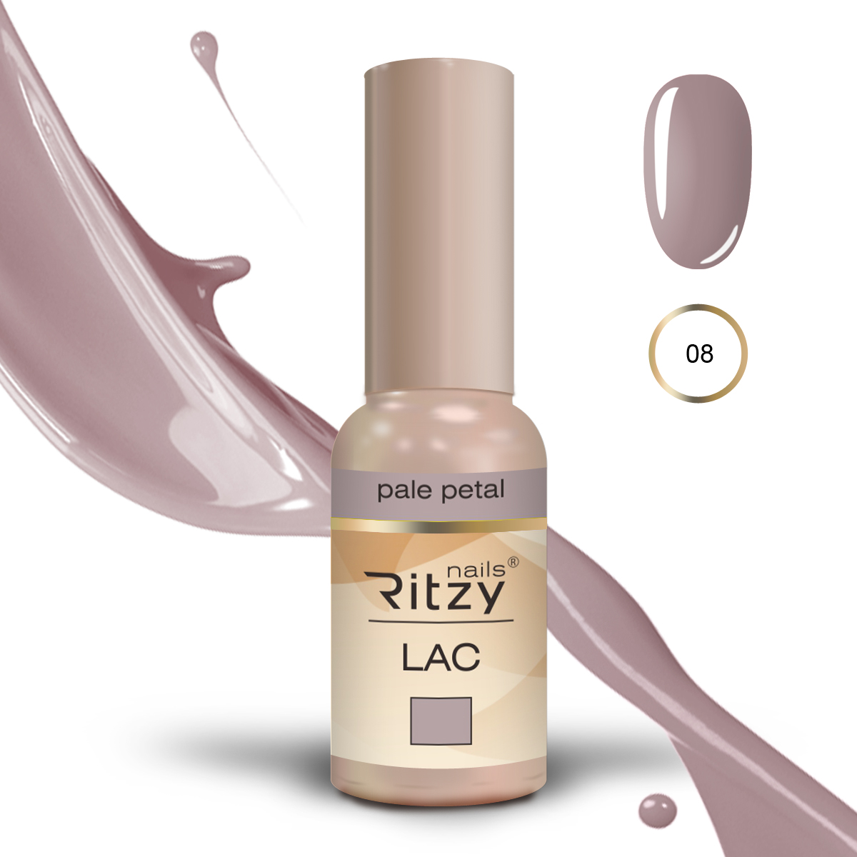 Ritzy Lac 08 Pale petal gēla laka 9 ml