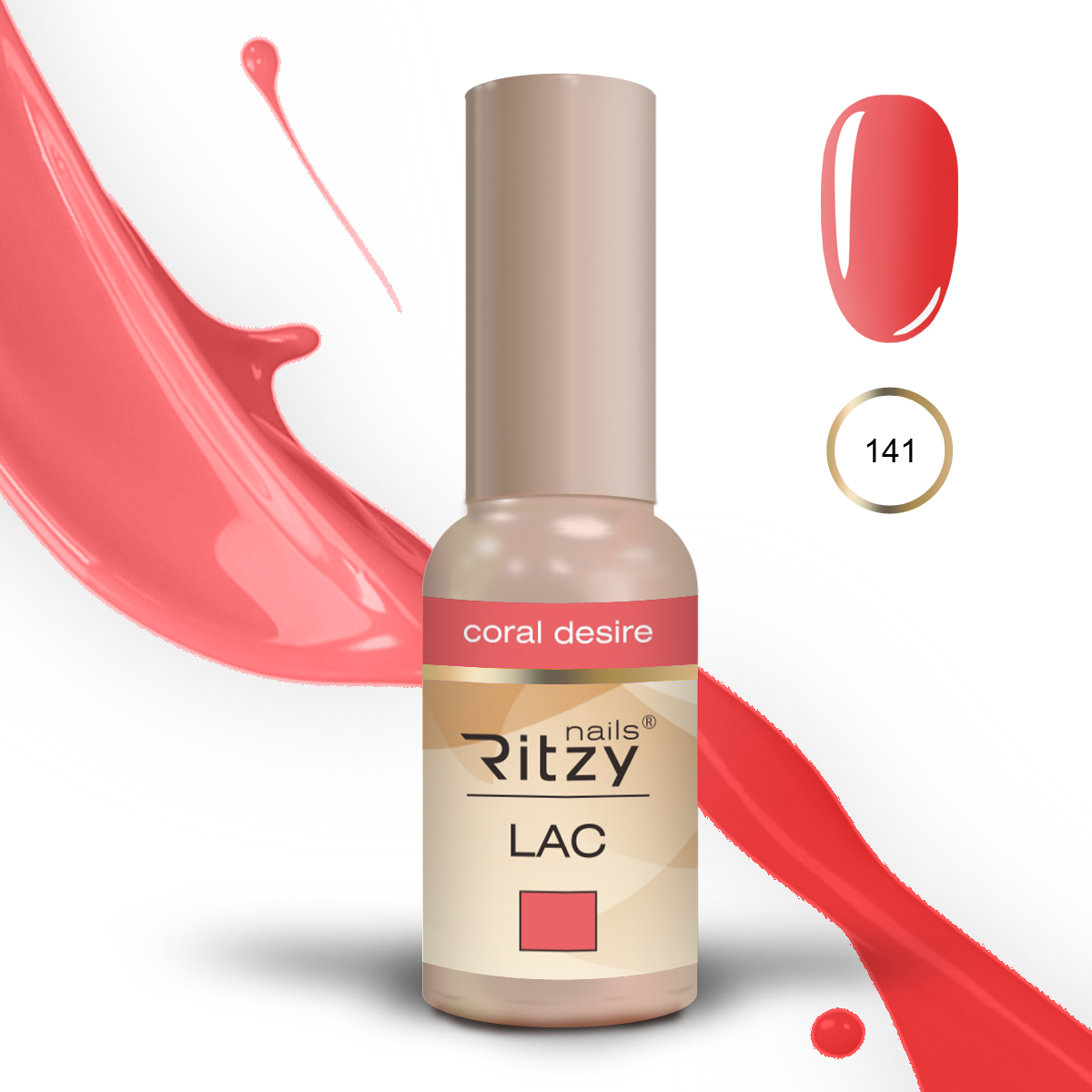 Ritzy Lac 141 Coral Desire/gēla laka 9ml