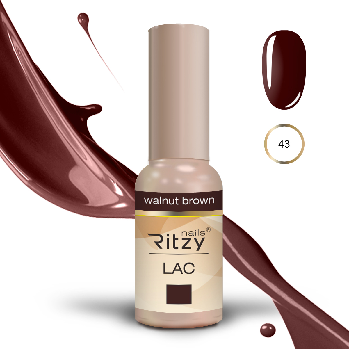 Ritzy Lac 43 Walnut brown gel polish 9 ml