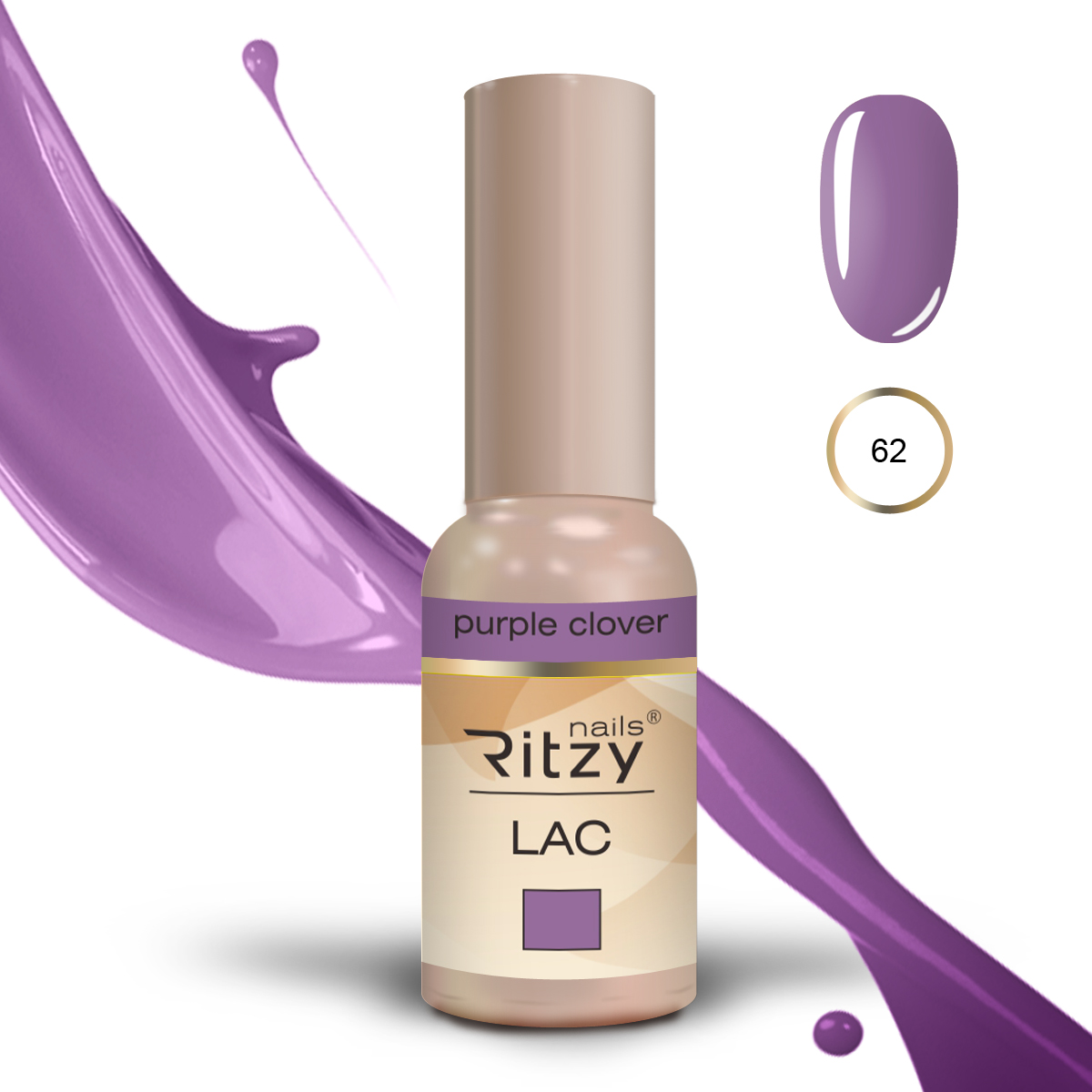 Ritzy Lac 62 Purple clover gel polish 9 ml